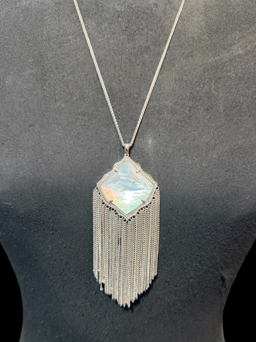 Kendra Scott Kingston Silver Necklace in White Mother of Pearl - Picture 5 of 9